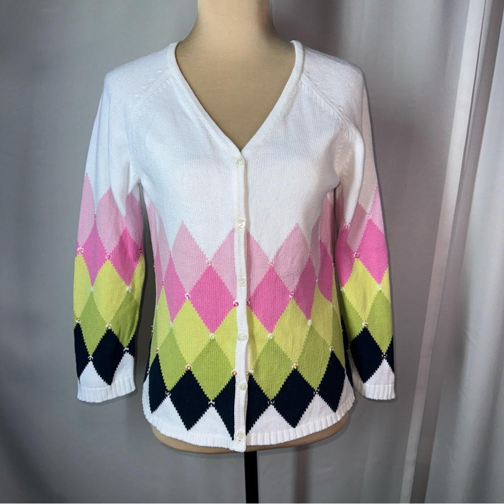 Vtg Y2K Susan Bristol Sweater Women’s Sz Small Embellished Knit Cardigan *READ